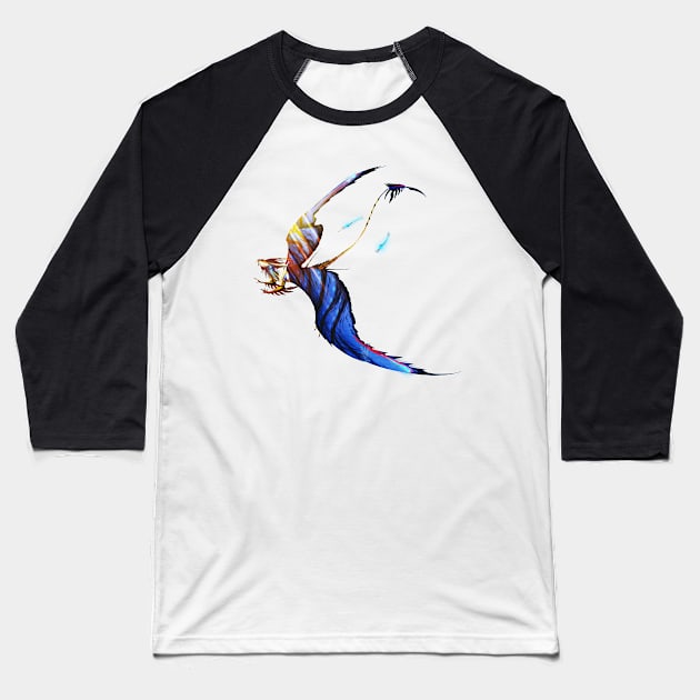 Muzafr Dragon Flying Baseball T-Shirt by TwilightSaint